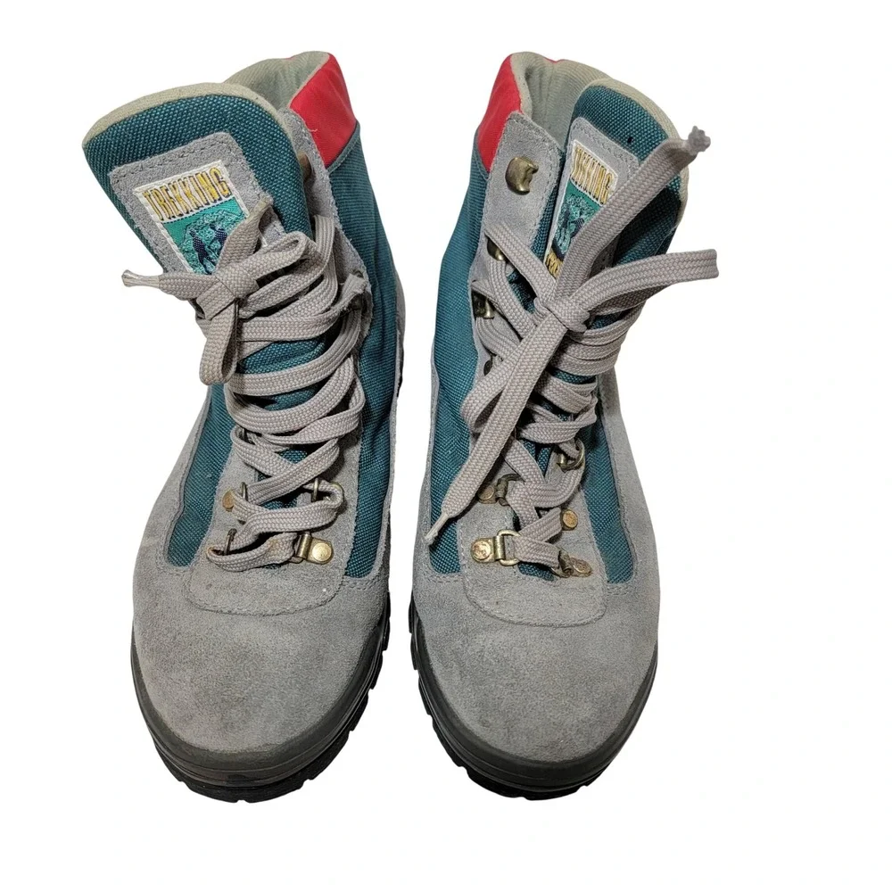 VTG Italian Tecnica‎ Skywalk Gore Tex Hiking Boots Gray Teal Red Men 7 run long